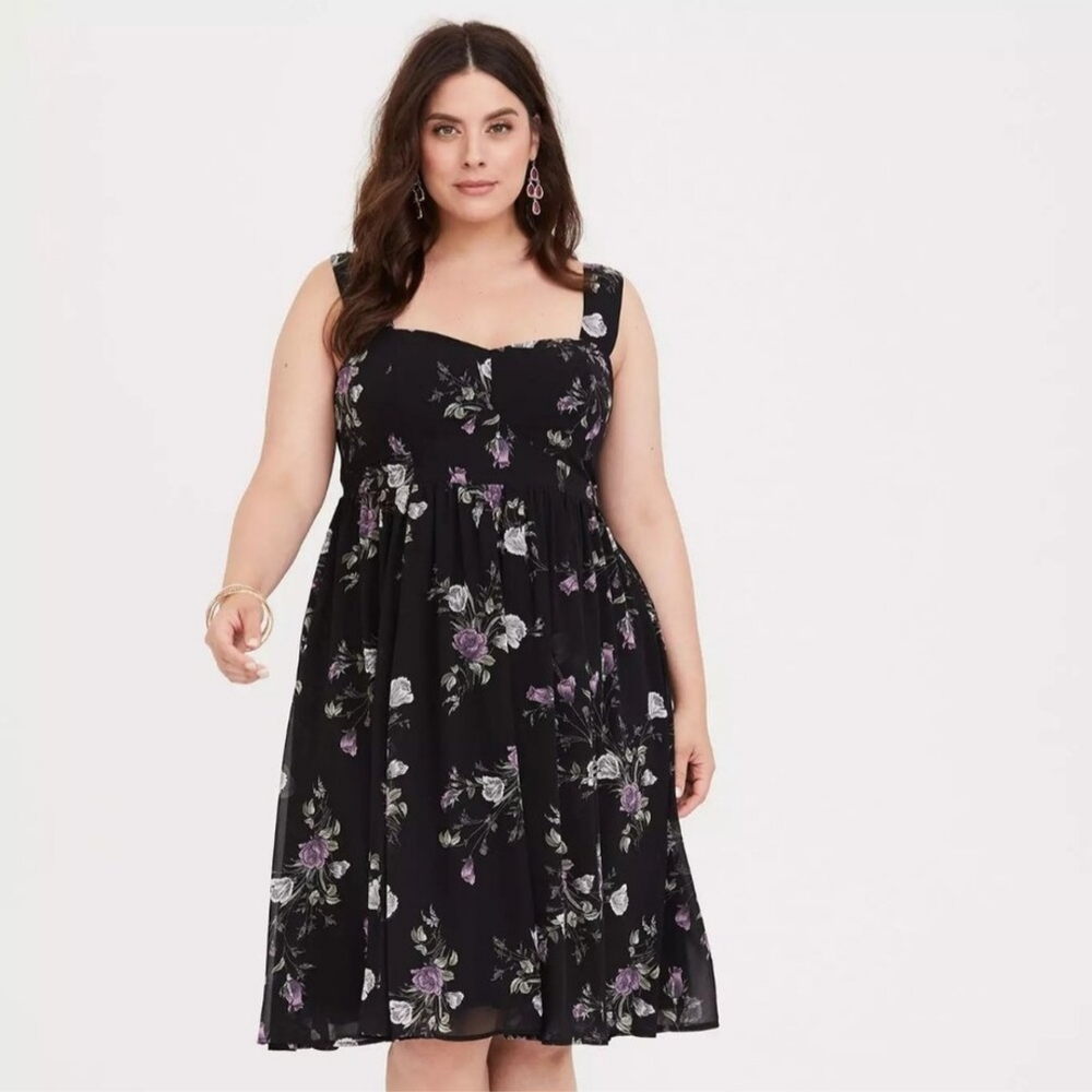 Torrid Purple and Black Sleeveless Midi Sundress